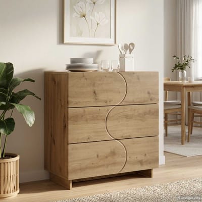 vidaXL - Dressoir - Artisanaal - eiken - 70 - x - 38 - x - 75 - cm - Bewerkt - hout