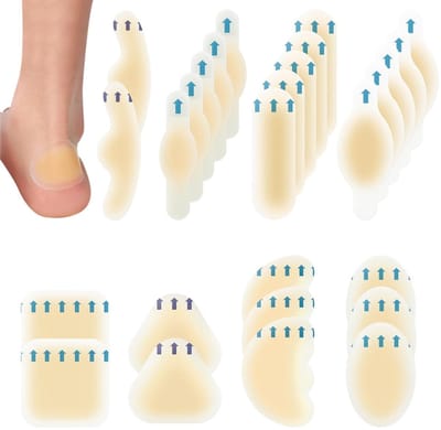 Set van 28 waterdichte hydrocolloïde pleisters in 8 maten voor blaren, bescherming voor hielen en tenen, ideaal voor sport en dagelijkse activiteiten