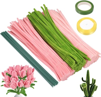 320 Stuks Pijp Reinigers voor Creatieve Bloemen, Flexibele Chenille Draad voor DIY Bloemboeketten, Knutselmateriaal voor Kinderen