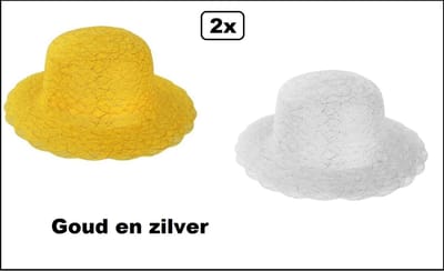 2x Dameshoed Organza goud en zilver - Dames hoed thema feest prinsjesdag luxe gold and silver party