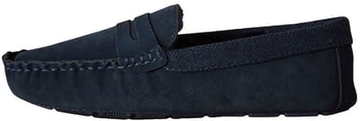 Next - Heren - Signature suède mocassinpantoffels met rand - Blauw
