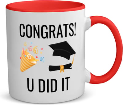 Akyol - congrats you did it koffiemok - theemok - rood - Geslaagd - studenten - cadeau - geslaagd - student - gefeliciteerd - 350 ML inhoud