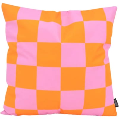 Gek op kussens! Sierkussen checker oranje/roze | 45 x 45 cm | katoen/polyester