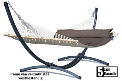 COLUMBIAANSE Hangmat met standaard – 2 persoons – VERZINKT METALEN frame tot 220 kg - WEERBESTENDIG- Grande Premium Panama