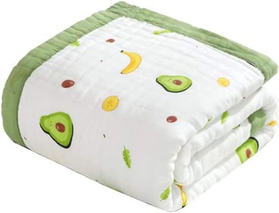 6-laagse babydeken van zacht katoen - 100 x 100 cm, schattige avocado print voor baby's