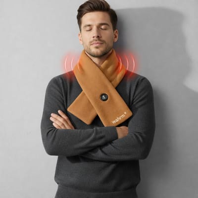 Wahrm Verwarmde Shawl – Infrarood Verwarmde Sjaal – 3 Warmtestanden – Incl. 5.000 mAh Powerbank – Oplaadbaar – Beige