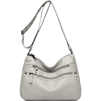 Modieuze Crossbody Tas Dames Nieuwe Schoudertas Lichtgewicht en Zachte Schoudertas Middenleeftijd Rugzak Moedertas gray
