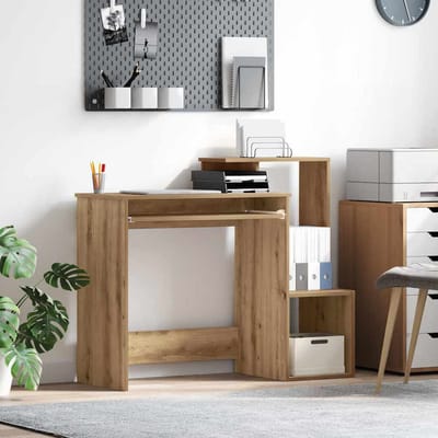 vidaXL - Bureau - Artisan - Eiken - 106 - x - 41 - x - 88.5 - cm - Bewerkt - hout
