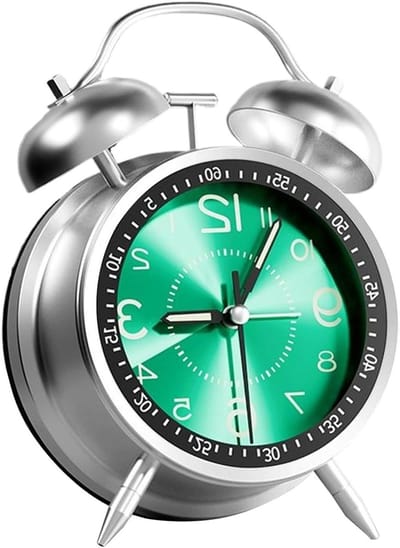 Analoge Wekker - Kamerwekker Geruisloos - Diepe Slapers - Dubbele Bel Alarm - 13B centimeter - Groen