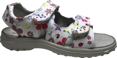 Naturino - mt 31- velcro bloemen print lederen sandalen - Dock - wit