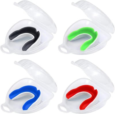 Set van 4 Mondschilden voor Sport, Draagbare Opbergdoos, Tandbescherming voor Boksen, Rugby, MMA en Contactsporten, 4 Stuks