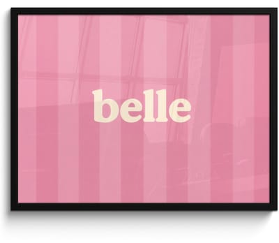 Poster in lijst - Fotolijst 70x50 cm - Posters - Roze - Gestreept - Belle - Posterlijst zwart - Decoratie - Wanddecoratie woonkamer - Muurdecoratie slaapkamer