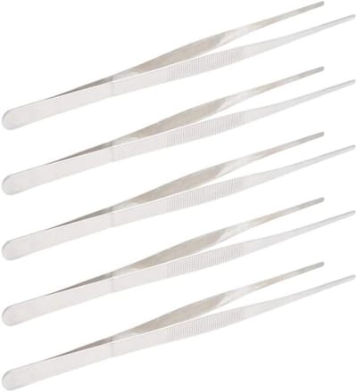 Waterplanten Pincet - Aquarium Gereedschap - Planten Onderhoud - Antislip Clip Einde - 30 cm 5 stuks - Zilver