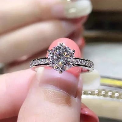 Klassieke Zes Klauwen Ontwerp Kristallen Verlovingsringen Voor Vrouwen Mode Aaa Zirconia Ringen Vrouwelijke Bruiloft Jewerly Geschenken 10 gray
