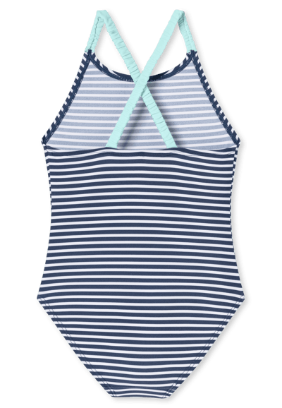 Badpak gebreide LSF40+ strepen wit&strepen - Aqua 92