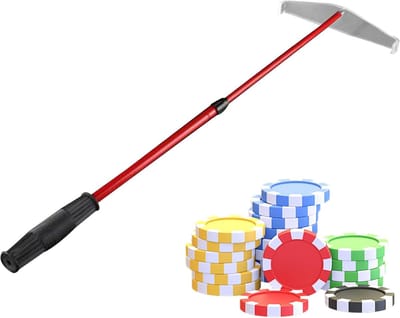 Telescopische hark - Chip verzamelaar - Spelletjes tafel - Intrekbare steel - 70 cm lengte - rood