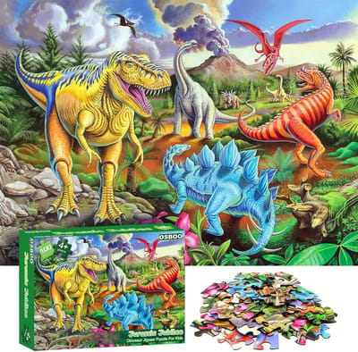 Dinosaurpuzzel 100 stukjes - 41 x 28 cm groot - Kinderen - Hoogwaardige kwaliteit - Kleurrijk