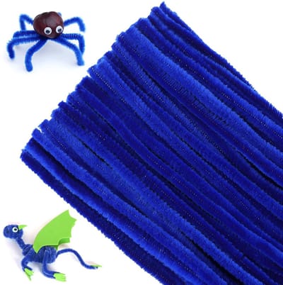 SnelShoppen - 100 Stuks Chenille Stokken - Decoratieve Chenille Borstels in Blauw - Creatief Speelgoed voor Kinderen - Perfect voor Feestjes en Kerstv