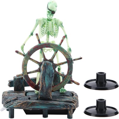 Aquarium Zeepaardje Piratenkapitein Decoratie Vistank Landschap Skelet Ornament gray