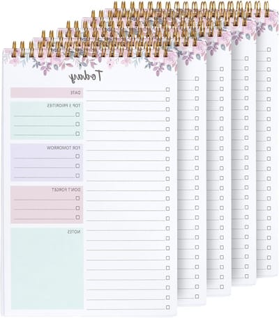 5 Notitieboekjes voor To-Do Lijsten, 52 Bladen, Spiralen, Ongeplande Planner Pads voor Efficiënt Werkbeheer en Organisatie