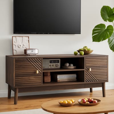 TV-meubel - 110 cm - Mid-Century Modern Design - voor 32 tot 45 inch TV - Walnoothout - Walnoot