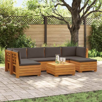 vidaXL - 7 - st - Buiten - bank - set - Massief - Acacia - Hout - Bruin