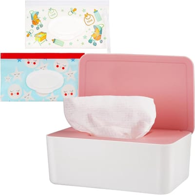 Luierdoekjes Dispenser - Doekjes Houder - Babyverzorging Thuis - Stofdicht Ontwerp - 18 x 11.5 x 7.5 cm - Roze