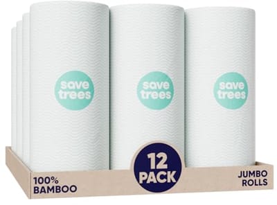 Duurzame Bamboe Papieren Handdoeken - 12 Rollen Ultra-absorberend en Milieuvriendelijk