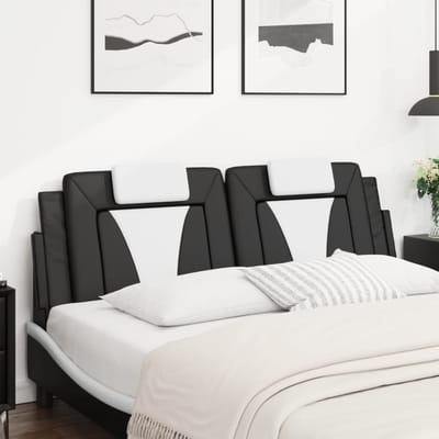 vidaXL - Hoofdbordkussen - "Viana" - 160 - cm - kunstleer - zwart - en - wit