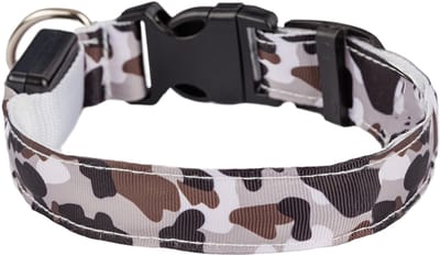 Jumada's - Halsband lichtgevend - LED in RGB - Camo - Wit/grijs/bruin - Maat M - 40-48 cm