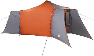 Grote Familietent - Kampeertent Outdoor - Comfortabel Kamperen - Winddicht Taft Materiaal - 492 x 275 cm - Grijs Oranje