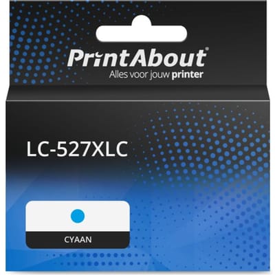 PrintAbout huismerk Inktcartridge LC-527XLC Cyaan Hoge capaciteit Geschikt voor Brother