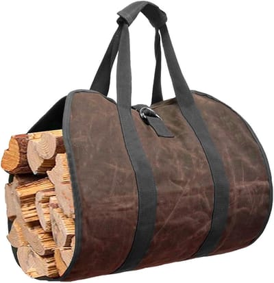 Brandhoutzak Canvas - Houtdrager Tas - Open Haard Vullen - Verstelbare Draagriem - 98 cm Lengte - Veelkleurig