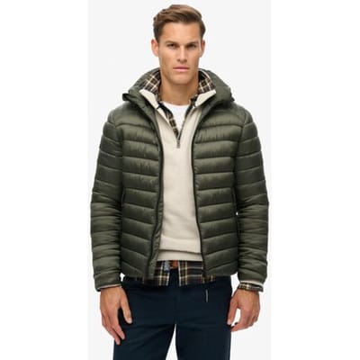 Superdry Fuji Gewatteerde Sportjas met Capuchon Khaki Grootte: XL