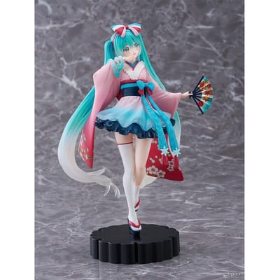 19CM Hatsune Miku Figuur Anime Virtuele Anker Proportionele Humanoid Schattig Tokio Kimono Model Speelgoed Cadeau Desktop Decoraties with box blue