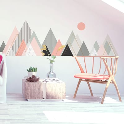 Muurstickers - Decoratie voor slaapkamer/woonkamer - Gigantische muursticker van het Scandinavische gebergte ALPINA - 100x150cm