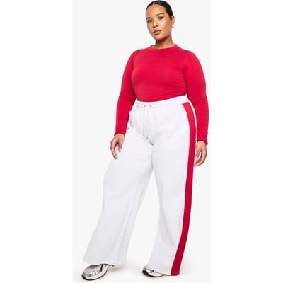 boohoo Dames PLUS ZijSTREEP BREDE PijPEN JOGGERS | Rood | Maat: 46