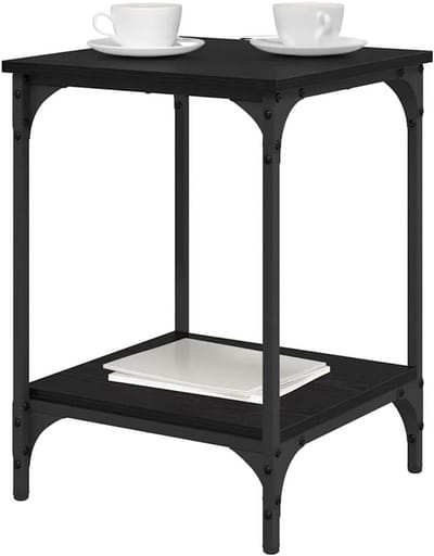 Salontafel Zwart Eiken - Koffietafel Drinktafel - Woonkamer Meubel - Industriële Uitstraling - 40 x 40 x 55 cm - Zwart