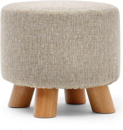 Gestoffeerde voetenbank Ottomaanse Moderne eenvoud Massief houten kruk Wassen en wassen ontwerp Katoenen doek Verandering schoen bank 28x28x25cm Dressing Tafelkruk (Kleur: Plain)