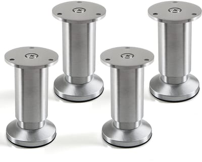 4 stuks SOTECH meubelpoot Alpha, aluminium geborsteld, belastbaar tot 250 kg, hoogte: 100 mm, verstelbaar