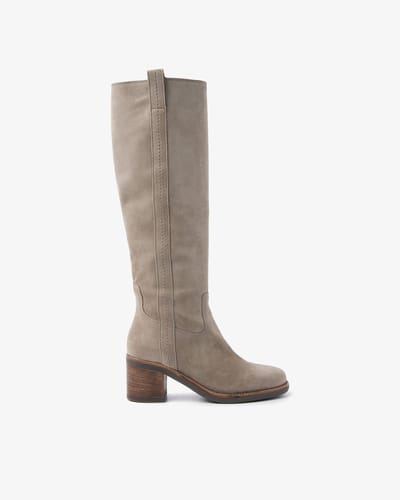 VIA VAI Flo Helen Hoge Laarzen Dames - Suède - Beige - Maat 37