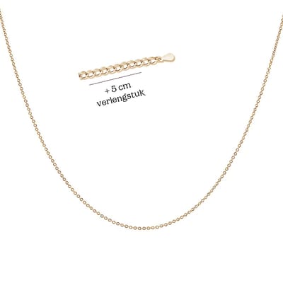 Velini jewels-ROLOG925F-1.2mm-925 Zilver 14 karat verguld Ketting- 36 cm + 5 cm verlengstuk