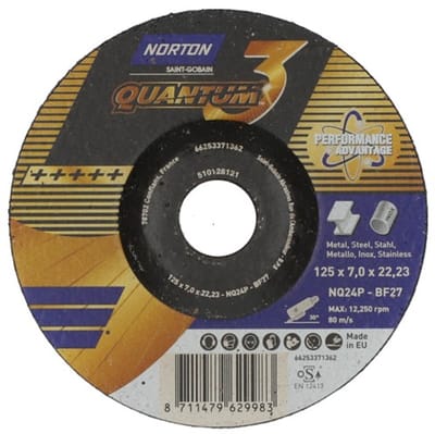Norton afbraamschijf Quantum 3 inox NQ24P 125x7,0x22,23 T27