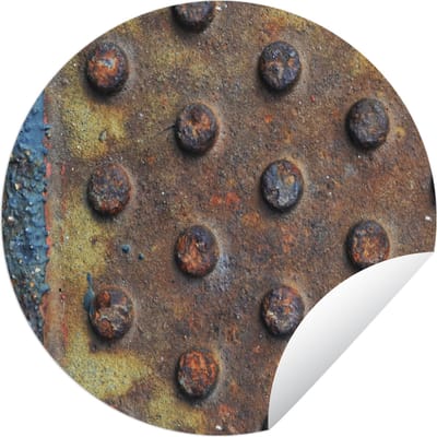 Tuincirkel Industrieel - Diamantplaat - Roest - 60x60 cm - Ronde Tuinposter - Buiten