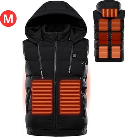 Nivard Verwarmde Bodywarmer - Heated Vest - Elektrische Bodywarmer - Met Capuchon - Water Afstotend - Oplaadbaar - Heren - Maat M - Zwart