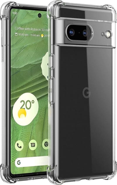 Casemania Hoesje Geschikt voor Google Pixel 8a - Transparant + 2X Glazen Screenprotector - Anti Shock Hybrid Back Cover