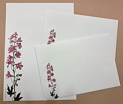 Meer Leuks - Briefpapier - Set Ridderspoor - 12 vellen A4 formaat - 6 enveloppen