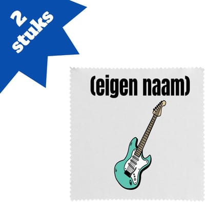 Akyol - blauwe elektrische gitaar met eigen naam brillendoekjes - Gitaar - muziek liefhebbers - gitaristen - gitaarliefhebbers - verjaardag - cadeau - kado - 17,8 bij 17,8 cm - 2 stuks