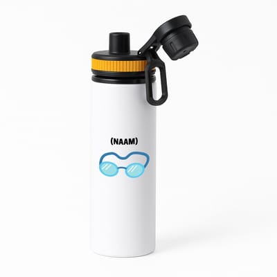 Hacebo® - Zwem met eigen naam waterfles met draaidop oranje - Zwemmen - Zwemmer - Sport - water fles - 850ML