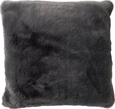 Dutch Decor ZAYA - sierkussen 45x45 cm - bontlook - effen kleur - Charcoal Gray - antraciet - Inclusief binnenkussen - Luxe kussens voor woonkamer & bank